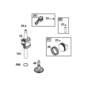 Crankshaft Group Diagram and Parts List for 09P902-0009-H5 020000 - 09Z999 Briggs and Stratton Engine